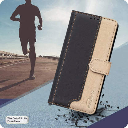For iPhone 16 Plus Color Matching RFID Anti-theft Leather Phone Case(Black) by buy2fix