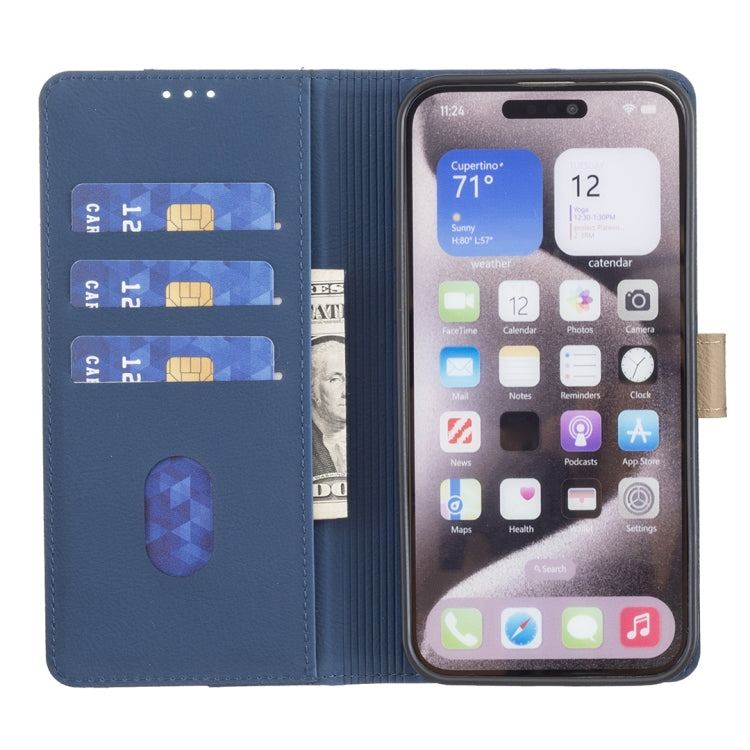 For iPhone 16 Plus Color Matching RFID Anti-theft Leather Phone Case(Blue) by buy2fix