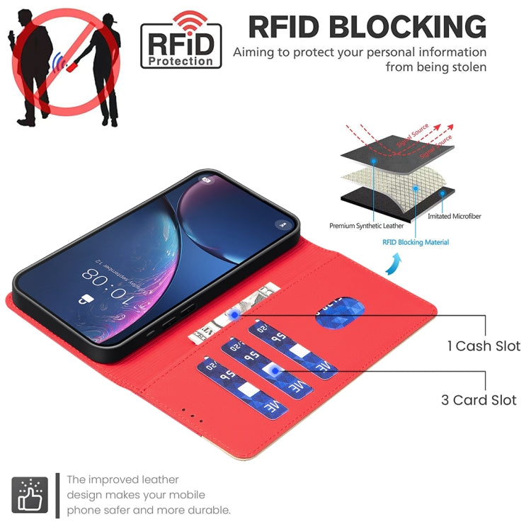 For iPhone 16 Pro Color Matching RFID Anti-theft Leather Phone Case(Red) - iPhone 16 Pro Cases by buy2fix | Online Shopping UK | buy2fix