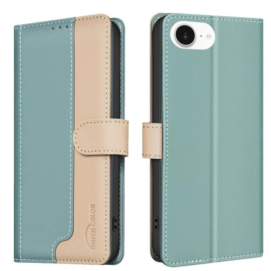 For iPhone 16e Color Matching RFID Anti-theft Leather Phone Case(Green) by buy2fix
