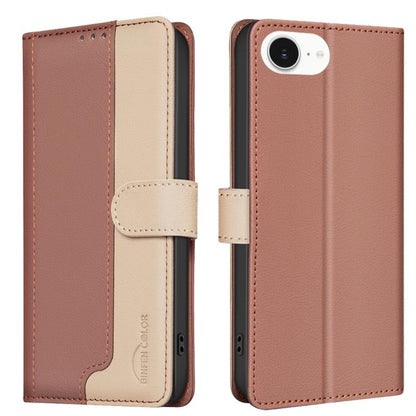 For iPhone 16e Color Matching RFID Anti-theft Leather Phone Case(Brown) by buy2fix
