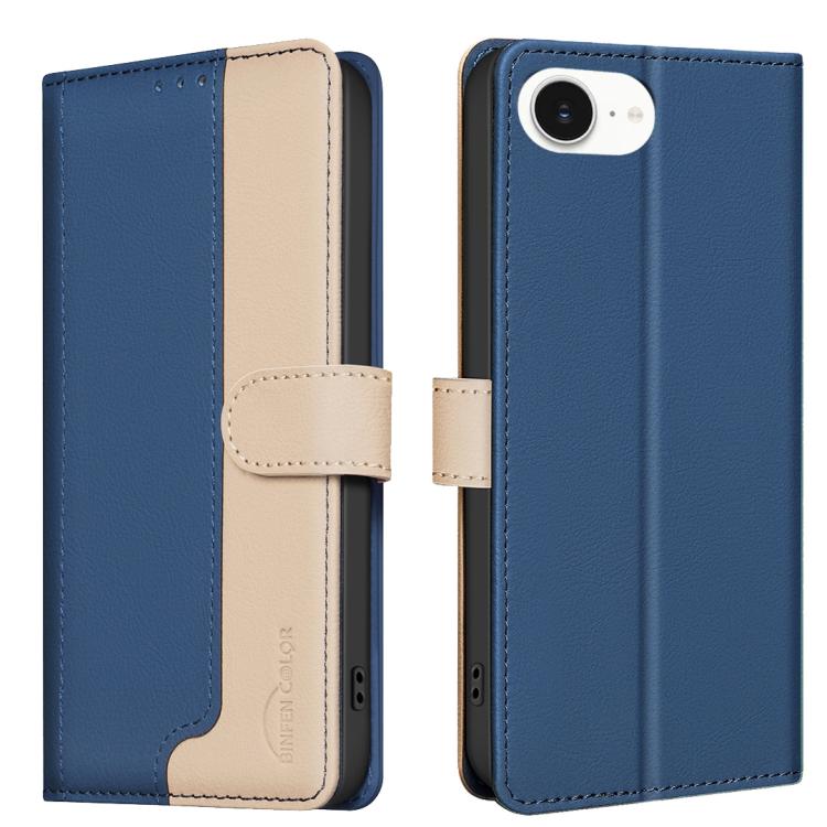 For iPhone 16e Color Matching RFID Anti-theft Leather Phone Case(Blue) by buy2fix
