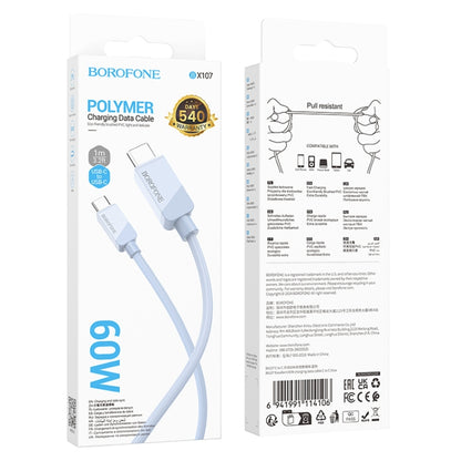 Borofone BX107 60W USB-C / Type-C to USB-C / Type-C Fast Charge Data Cable, Length:1m(Blue) - USB-C & Type-C Cable by Borofone | Online Shopping UK | buy2fix