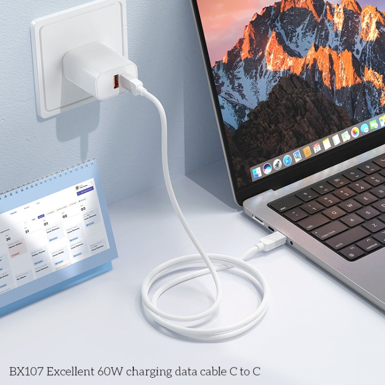 Borofone BX107 60W USB-C / Type-C to USB-C / Type-C Fast Charge Data Cable, Length:1m(Blue) - USB-C & Type-C Cable by Borofone | Online Shopping UK | buy2fix