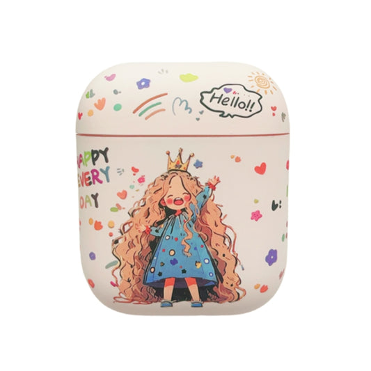 For AirPods 2 / 1 Girl Pattern Earbuds Box Frosted TPU Case(Crown) - For AirPods 1/2 by buy2fix | Online Shopping UK | buy2fix