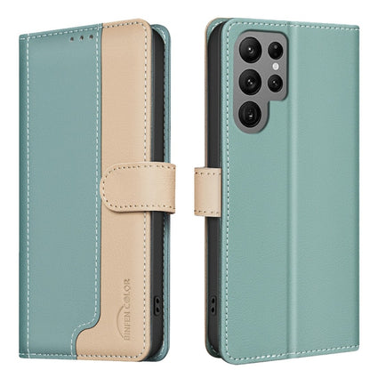 For Samsung Galaxy S25 Ultra 5G Color Matching RFID Anti-theft Leather Phone Case(Green) by buy2fix