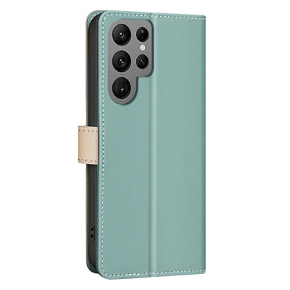 For Samsung Galaxy S25 Ultra 5G Color Matching RFID Anti-theft Leather Phone Case(Green) by buy2fix