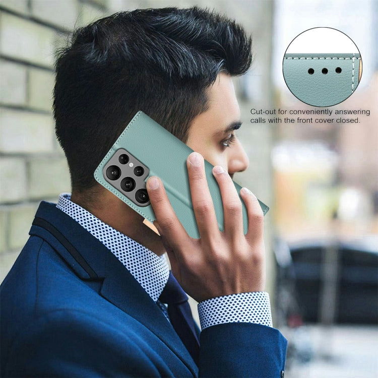 For Samsung Galaxy S25 Ultra 5G Color Matching RFID Anti-theft Leather Phone Case(Green) by buy2fix