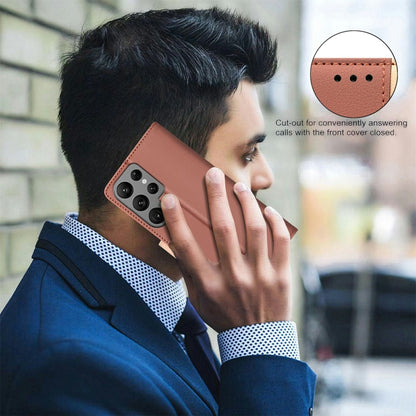 For Samsung Galaxy S25 Ultra 5G Color Matching RFID Anti-theft Leather Phone Case(Brown) - Galaxy S25 Ultra 5G Cases by buy2fix | Online Shopping UK | buy2fix