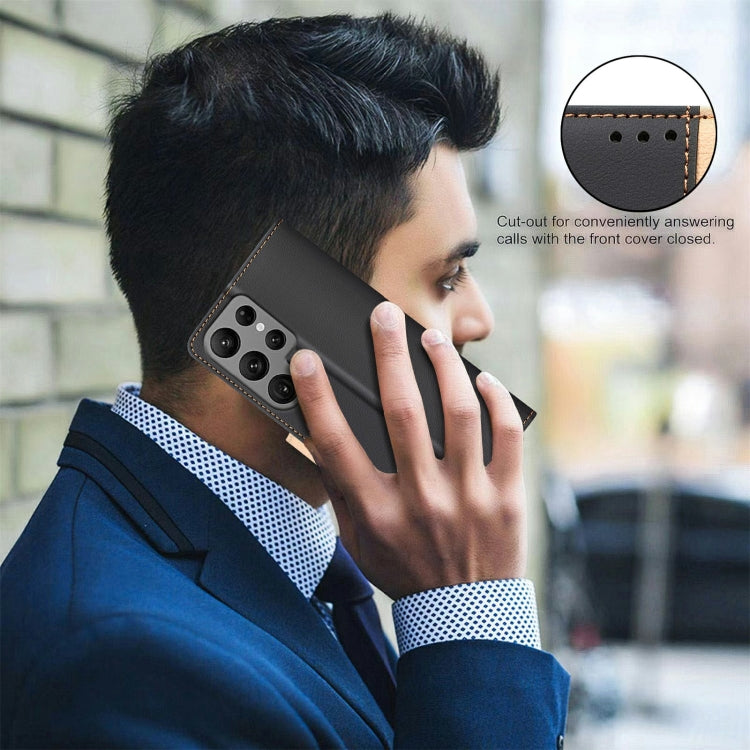 For Samsung Galaxy S25 Ultra 5G Color Matching RFID Anti-theft Leather Phone Case(Black) - Galaxy S25 Ultra 5G Cases by buy2fix | Online Shopping UK | buy2fix