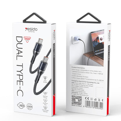 Yesido CA166 PD 240W USB-C / Type-C to USB-C / Type-C Super Fast Charging Data Cable, Length:1.2m(Black) - USB-C & Type-C Cable by Yesido | Online Shopping UK | buy2fix
