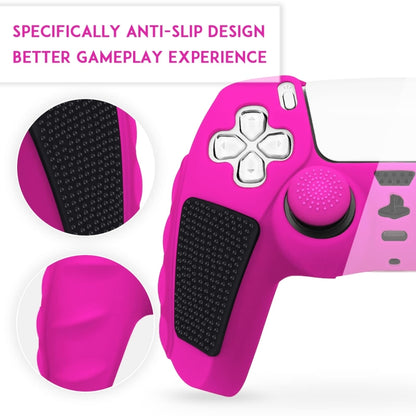 For Sony PS5 Splicing Color Silicone Gamepad Protective Case with Rocker Caps(Pink Black) - Cases by buy2fix | Online Shopping UK | buy2fix