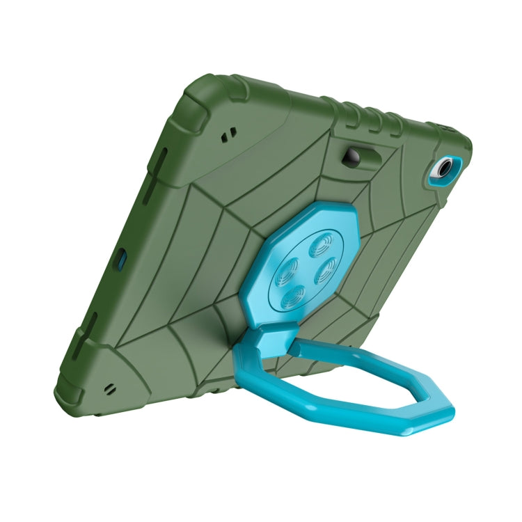 For iPad Air 11 2025 / 2024 Spider Turntable Handle Stress Relief Tablet Case(Army Green Blue) by buy2fix