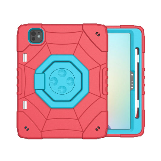 For iPad Pro 11 2025 / 2024 Spider Turntable Handle Stress Relief Tablet Case(Red Blue) by buy2fix