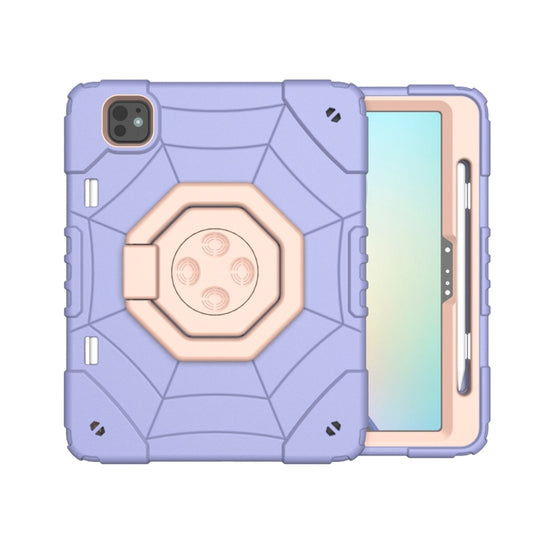 For iPad Pro 11 2025 / 2024 Spider Turntable Handle Stress Relief Tablet Case(Purple Gold) by buy2fix