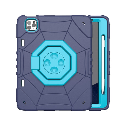 For iPad Pro 11 2022 / 2021 / 2020 Spider Turntable Handle Stress Relief Tablet Case(Navy Blue Blue) - iPad Pro 11 (2022/2021) Cases by buy2fix | Online Shopping UK | buy2fix