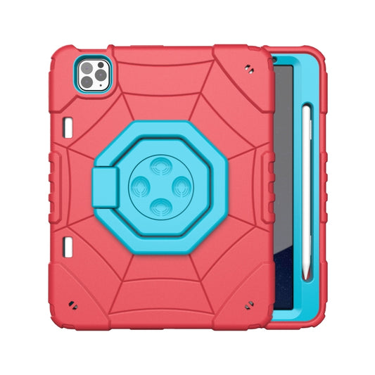 For iPad Pro 11 2022 / 2021 / 2020 Spider Turntable Handle Stress Relief Tablet Case(Red Blue) - iPad Pro 11 (2022/2021) Cases by buy2fix | Online Shopping UK | buy2fix