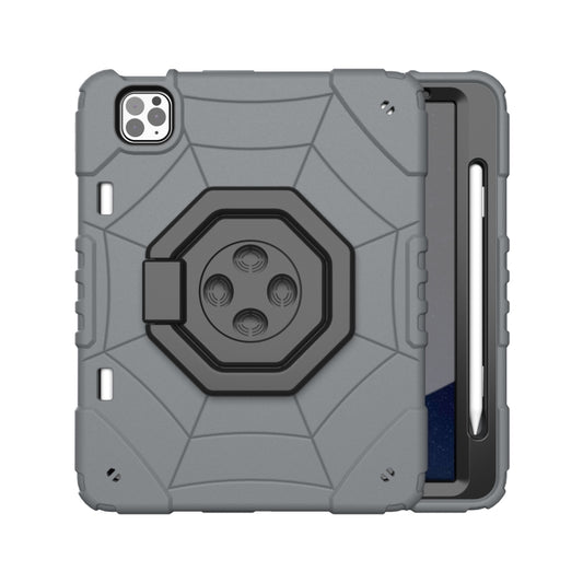 For iPad Pro 11 2022 / 2021 / 2020 Spider Turntable Handle Stress Relief Tablet Case(Grey Black) - iPad Pro 11 (2022/2021) Cases by buy2fix | Online Shopping UK | buy2fix