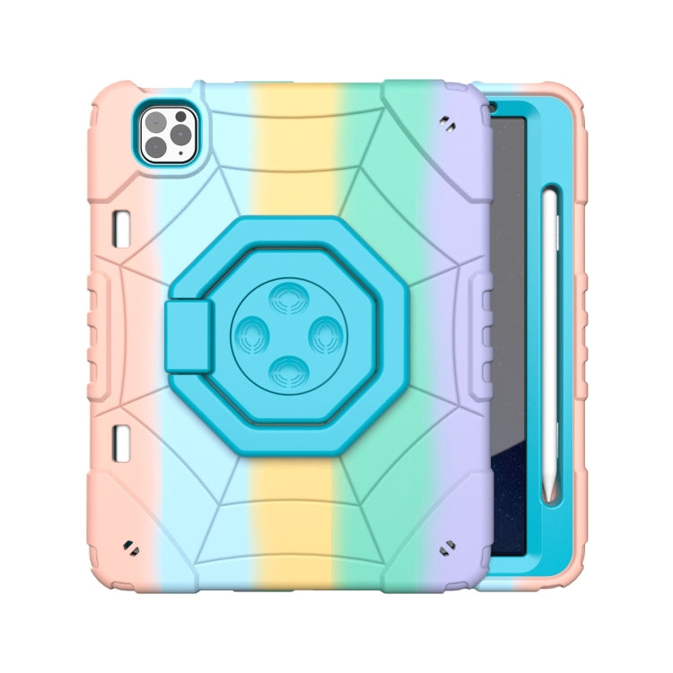 For iPad Pro 11 2022 / 2021 / 2020 Spider Turntable Handle Stress Relief Tablet Case(Gradient Color Blue) - iPad Pro 11 (2022/2021) Cases by buy2fix | Online Shopping UK | buy2fix