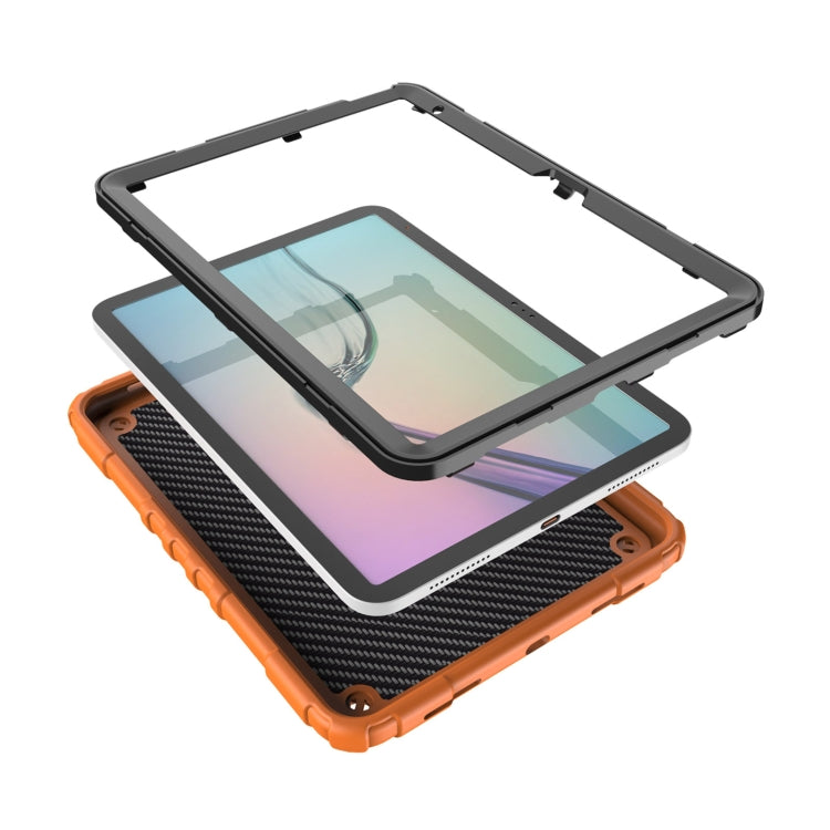 For iPad Air 2022 / 2020 10.9 Spider Turntable Handle Stress Relief Tablet Case(Orange Black) - iPad Air (2022) / (2020) 10.9 Cases by buy2fix | Online Shopping UK | buy2fix