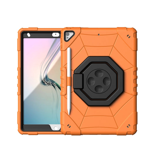 For iPad 10.2 2021 / 2020 / 2019 Spider Turntable Handle Stress Relief Tablet Case(Orange Black) - iPad 10.2 Cases by buy2fix | Online Shopping UK | buy2fix