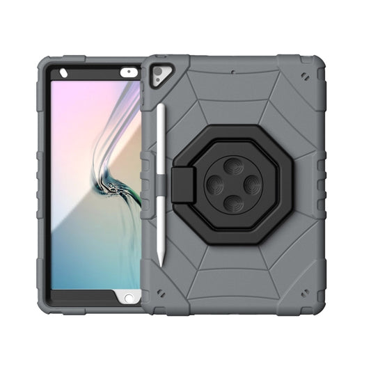 For iPad 10.2 2021 / 2020 / 2019 Spider Turntable Handle Stress Relief Tablet Case(Grey Black) - iPad 10.2 Cases by buy2fix | Online Shopping UK | buy2fix