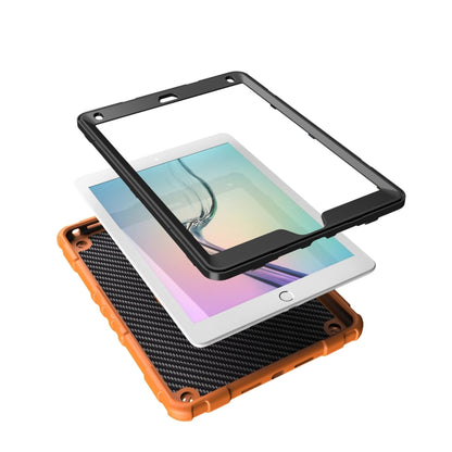 For iPad 9.7 2018 / Air / Air 2 Spider Turntable Handle Stress Relief Tablet Case(Orange Black) - iPad Pro 9.7 inch Cases by buy2fix | Online Shopping UK | buy2fix