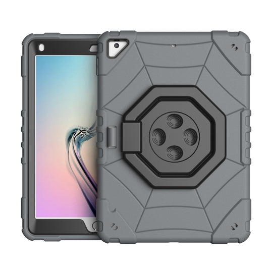 For iPad 9.7 2018 / Air / Air 2 Spider Turntable Handle Stress Relief Tablet Case(Grey Black) - iPad Pro 9.7 inch Cases by buy2fix | Online Shopping UK | buy2fix