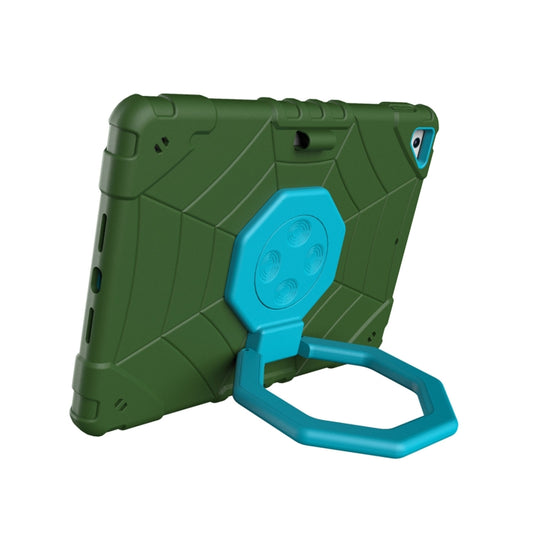 For iPad 9.7 2018 / Air / Air 2 Spider Turntable Handle Stress Relief Tablet Case(Army Green Blue) - iPad Pro 9.7 inch Cases by buy2fix | Online Shopping UK | buy2fix