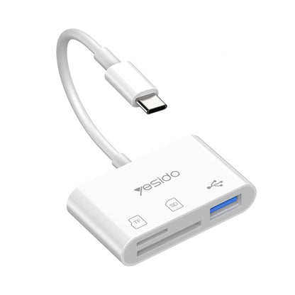 Yesido GS16 USB-C / Type-C to USB 3.0 / TF / SD Card OTG Adapter(White) - OTG Adapter by Yesido | Online Shopping UK | buy2fix