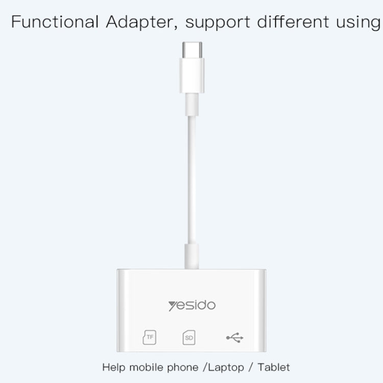 Yesido GS16 USB-C / Type-C to USB 3.0 / TF / SD Card OTG Adapter(White) - OTG Adapter by Yesido | Online Shopping UK | buy2fix