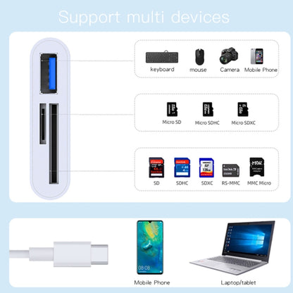 Yesido GS16 USB-C / Type-C to USB 3.0 / TF / SD Card OTG Adapter(White) - OTG Adapter by Yesido | Online Shopping UK | buy2fix