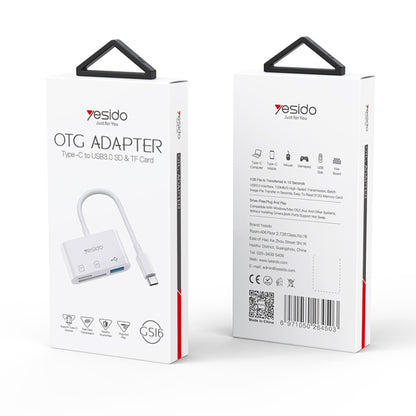 Yesido GS16 USB-C / Type-C to USB 3.0 / TF / SD Card OTG Adapter(White) - OTG Adapter by Yesido | Online Shopping UK | buy2fix