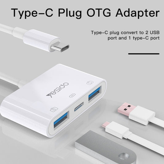 Yesido GS17 USB-C / Type-C to Dual USB + USB-C / Type-C OTG Adapter(White) by Yesido
