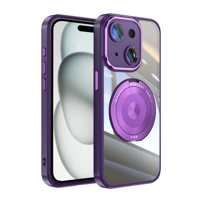 For iPhone 15 360 Holder Magsafe Acrylic Hybrid TPU Phone Case(Purple) - iPhone 15 Cases by buy2fix | Online Shopping UK | buy2fix