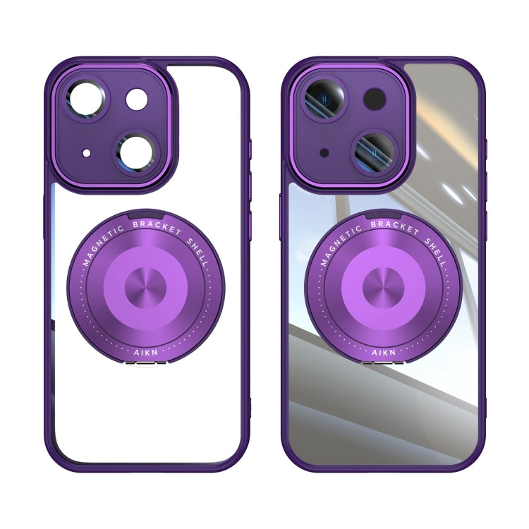 For iPhone 15 360 Holder Magsafe Acrylic Hybrid TPU Phone Case(Purple) - iPhone 15 Cases by buy2fix | Online Shopping UK | buy2fix