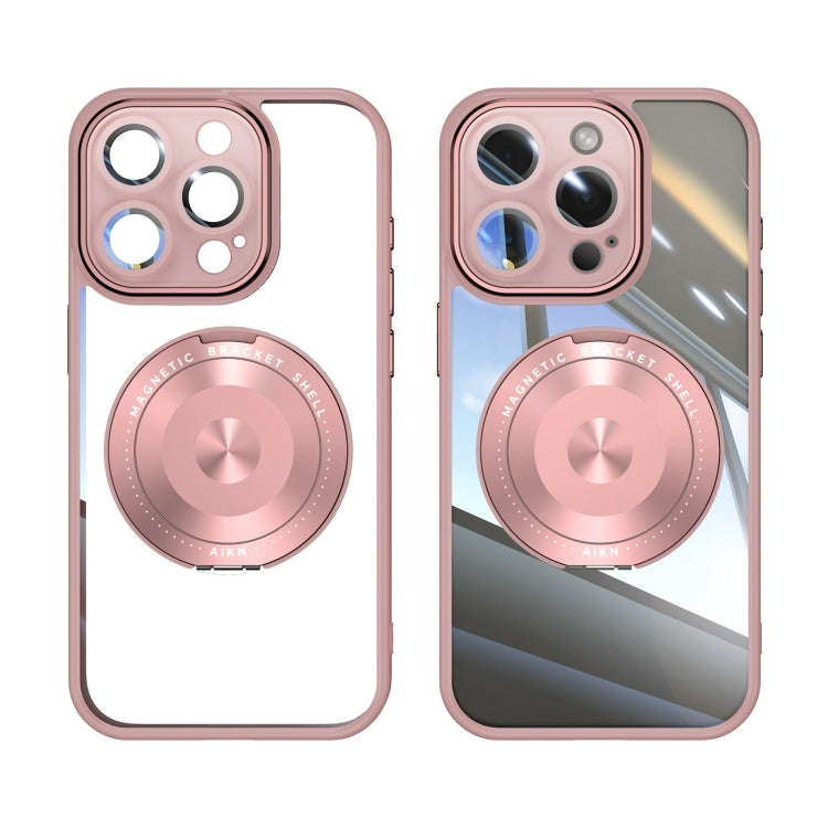 For iPhone 12 Pro Max 360 Holder Magsafe Acrylic Hybrid TPU Phone Case(Pink) - iPhone 12 Pro Max Cases by buy2fix | Online Shopping UK | buy2fix