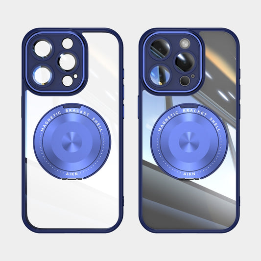 For iPhone 16 Pro 360 Holder Magsafe Acrylic Hybrid TPU Phone Case(Blue) by buy2fix