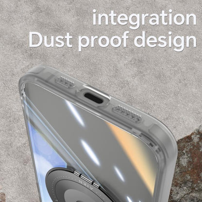 For iPhone 16e 360 Holder Magsafe Acrylic Hybrid TPU Phone Case(Grey) - iPhone 16e Cases by buy2fix | Online Shopping UK | buy2fix