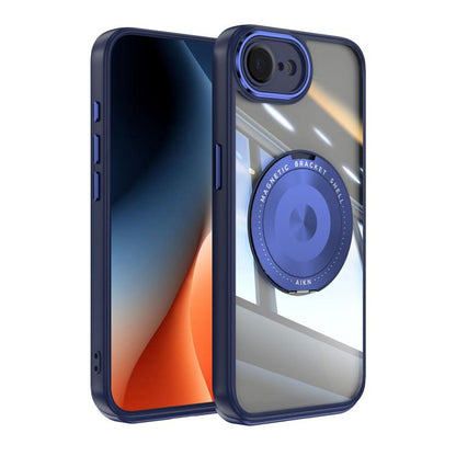 For iPhone 16e 360 Holder Magsafe Acrylic Hybrid TPU Phone Case(Blue) - iPhone 16e Cases by buy2fix | Online Shopping UK | buy2fix