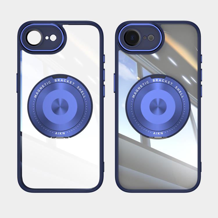 For iPhone 16e 360 Holder Magsafe Acrylic Hybrid TPU Phone Case(Blue) - iPhone 16e Cases by buy2fix | Online Shopping UK | buy2fix