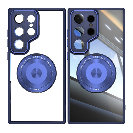 For Samsung Galaxy S25 Ultra 5G 360 Holder MagSafe Acrylic Hybrid TPU Phone Case(Blue) by buy2fix