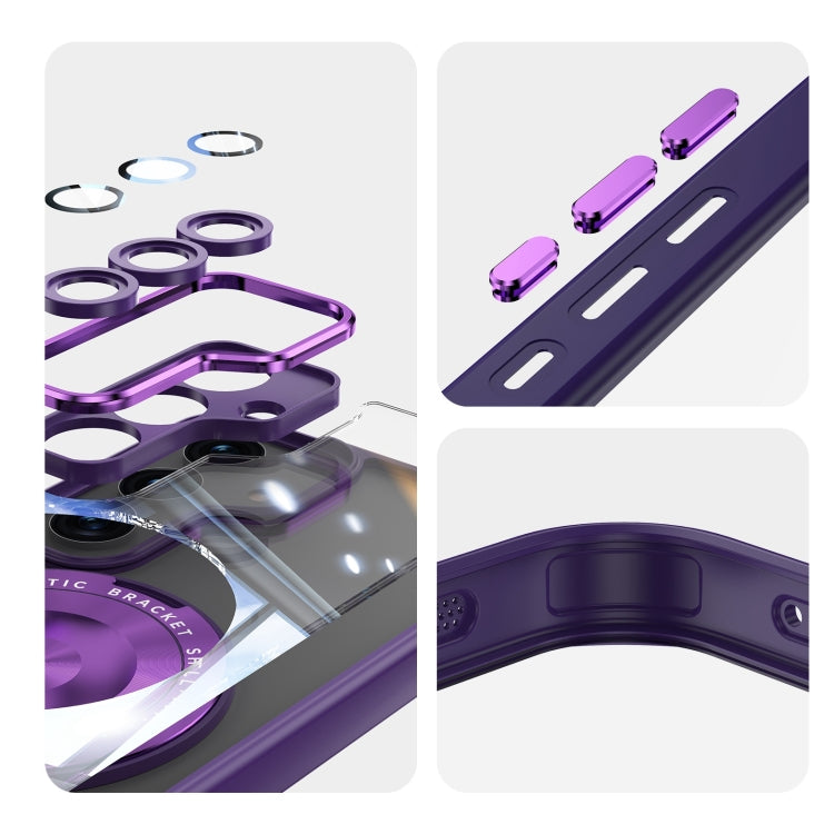 For Samsung Galaxy S25+ 5G 360 Holder MagSafe Acrylic Hybrid TPU Phone Case(Purple) by buy2fix
