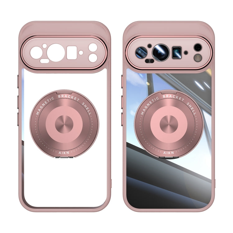 For Google Pixel 9 Pro XL 360 Holder Magsafe Acrylic Hybrid TPU Phone Case(Pink) - Google Cases by buy2fix | Online Shopping UK | buy2fix