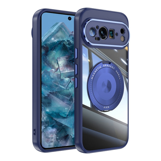 For Google Pixel 9 Pro XL 360 Holder Magsafe Acrylic Hybrid TPU Phone Case(Blue) - Google Cases by buy2fix | Online Shopping UK | buy2fix