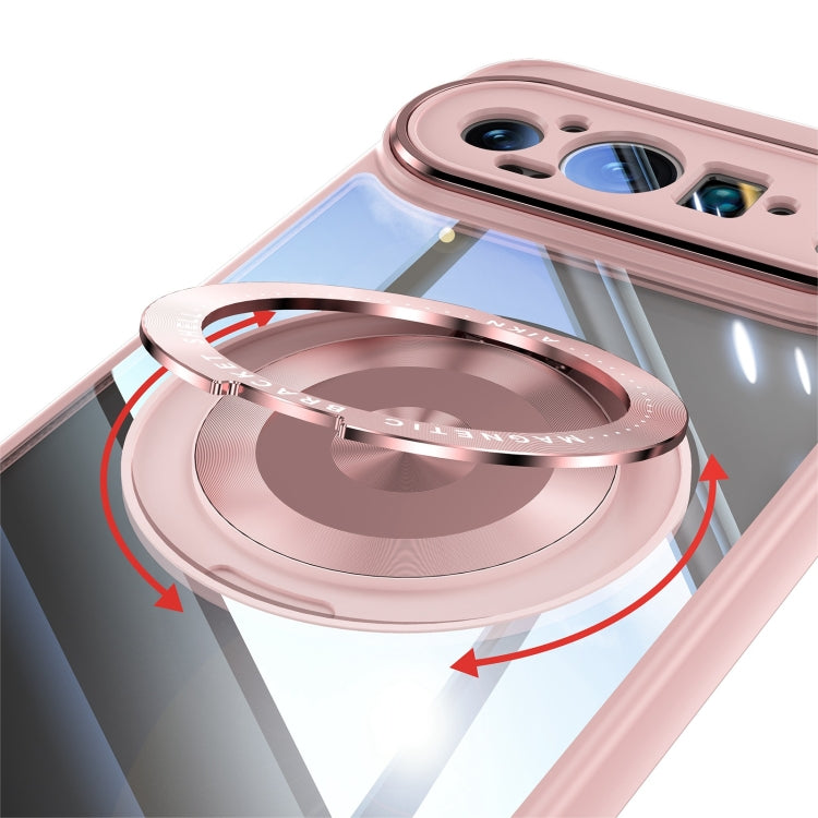 For Google Pixel 9 360 Holder Magsafe Acrylic Hybrid TPU Phone Case(Pink) by buy2fix