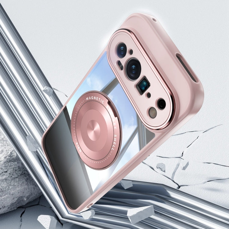 For Google Pixel 9 360 Holder Magsafe Acrylic Hybrid TPU Phone Case(Pink) by buy2fix