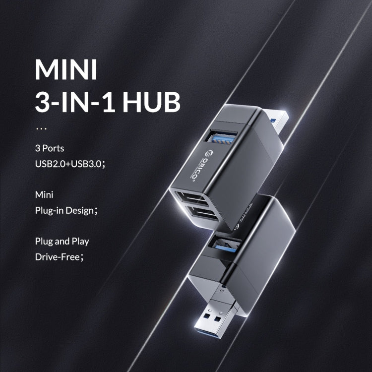 ORICO MINI-U32L 3 in 1 USB Aluminum Alloy Mini HUB Adapter(Gray) - USB 3.0 HUB by ORICO | Online Shopping UK | buy2fix