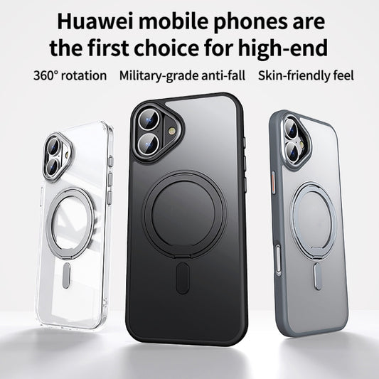 For iPhone 16 Plus 360 Rotating MagSafe Magnetic Frosted Phone Case(Transparent) by buy2fix