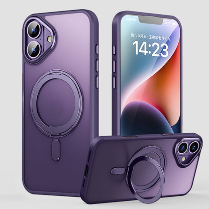 For iPhone 16 360 Rotating MagSafe Magnetic Frosted Phone Case(Purple) - iPhone 16 Cases by buy2fix | Online Shopping UK | buy2fix